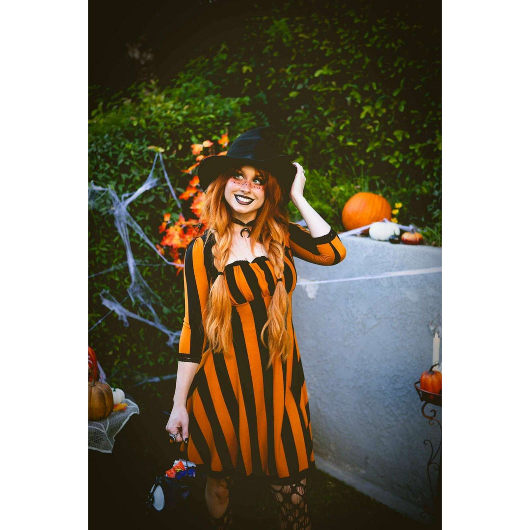 Wednesday Dress in Pumpkin Spice Stripe