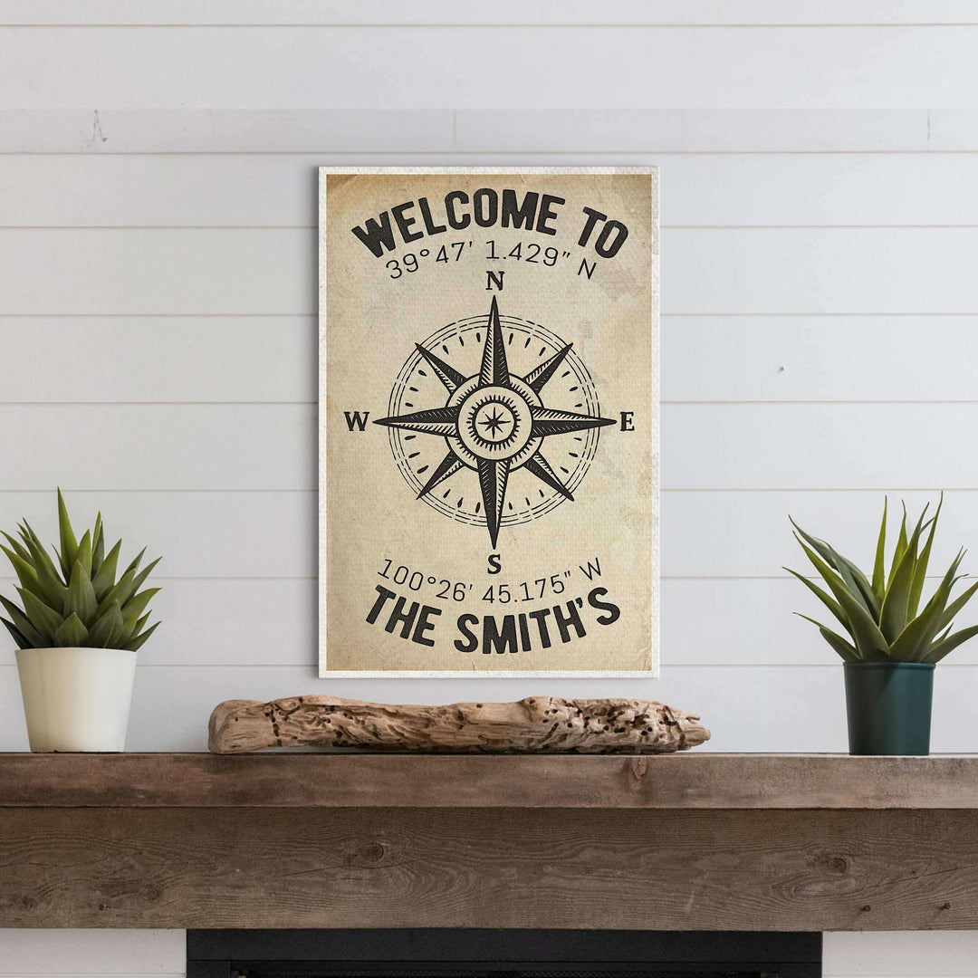 Welcome To Family Home Coordinates Sign