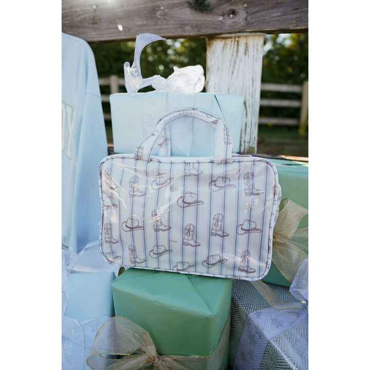Western Blues Striped - Clear Coat Toiletry Case