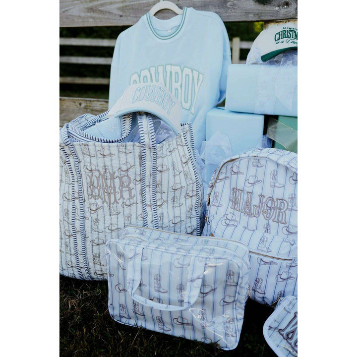 Western Blues Striped - Clear Coat Toiletry Case