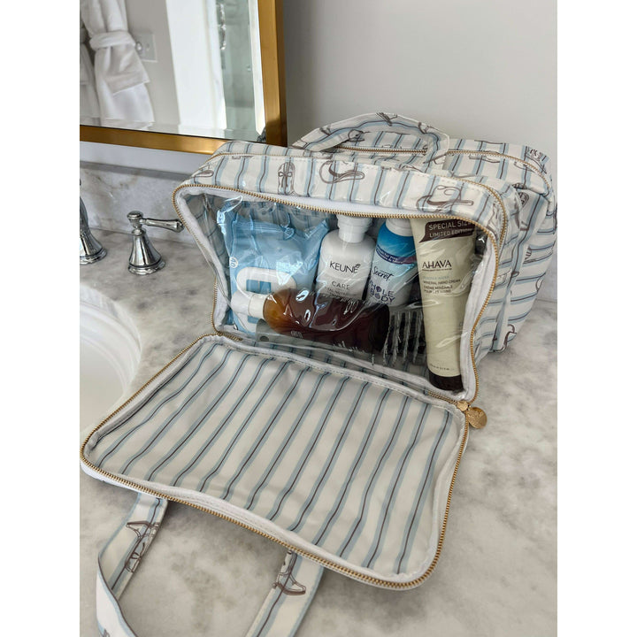 Western Blues Striped - Clear Coat Toiletry Case
