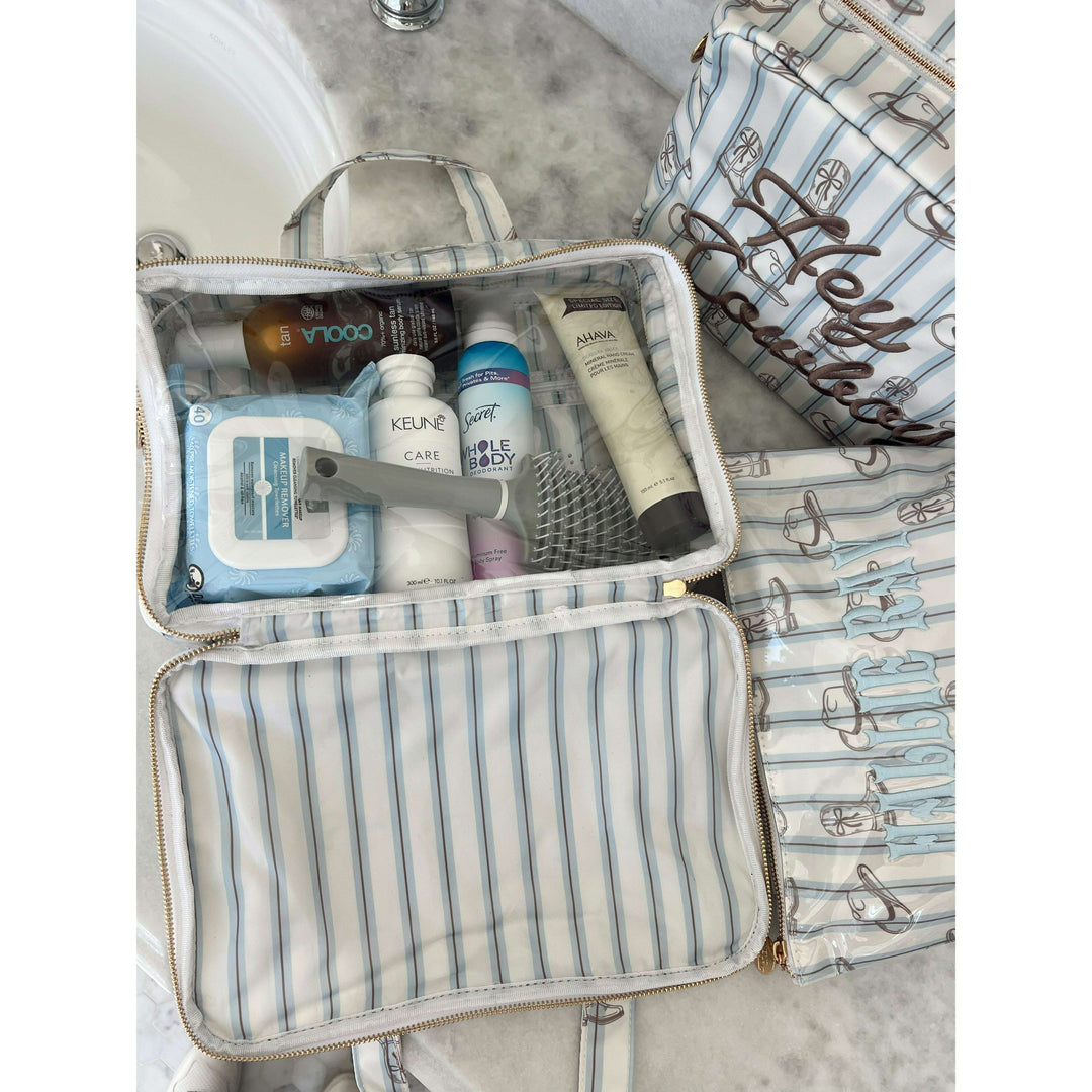 Western Blues Striped - Clear Coat Toiletry Case