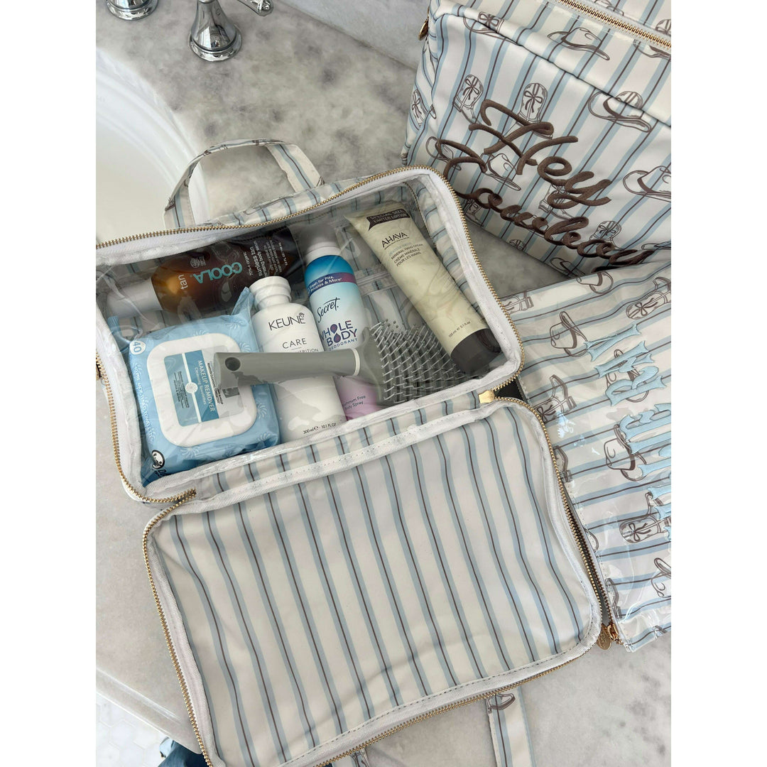 Western Blues Striped - Clear Coat Toiletry Case