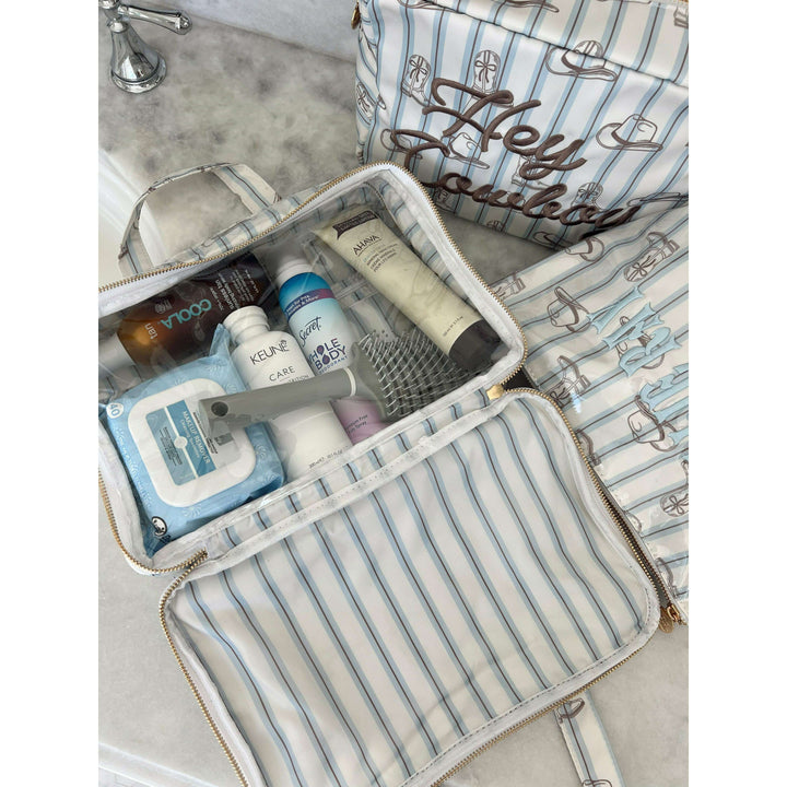 Western Blues Striped - Clear Coat Toiletry Case