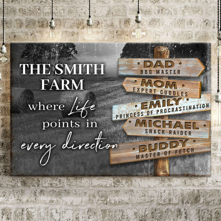 Where Life Points In Every Direction Family Farm Names Sign