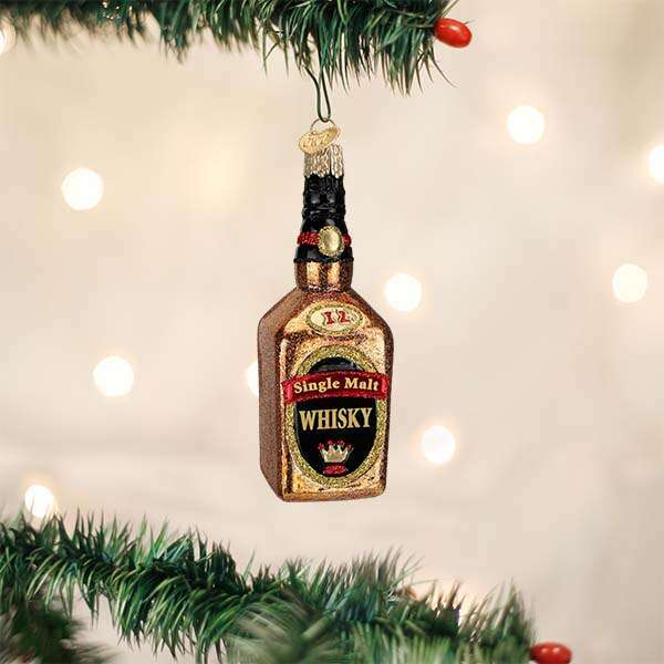 Old World Christmas Whisky Bottle Blown Glass Ornament
