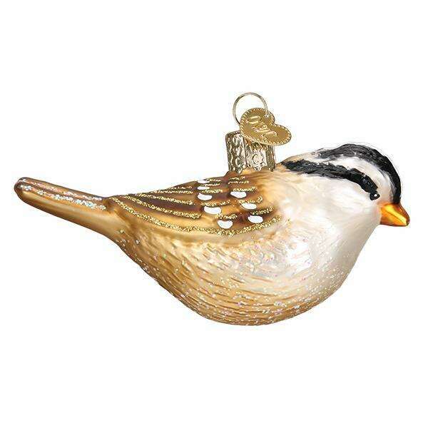Old World Christmas White Crowned Sparrow Blown Glass Ornament