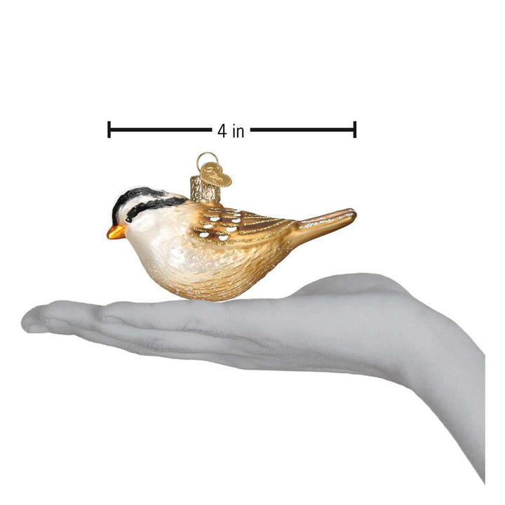 Old World Christmas White Crowned Sparrow Blown Glass Ornament