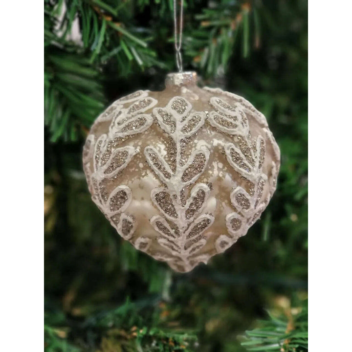 White Heart-Shaped Glass Christmas Ornament F07M7-31-LH76-23104