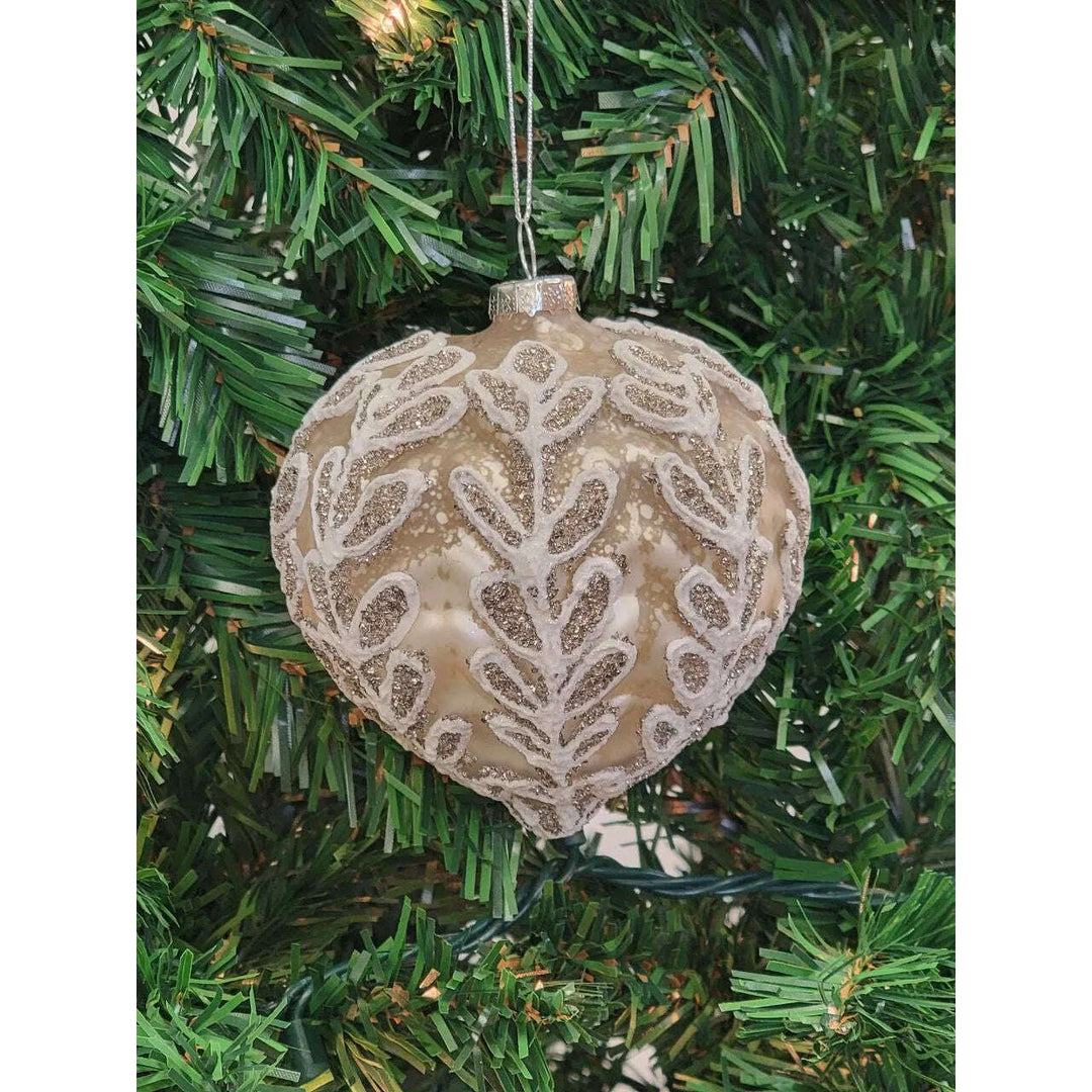 White Heart-Shaped Glass Christmas Ornament F07M7-31-LH76-23104