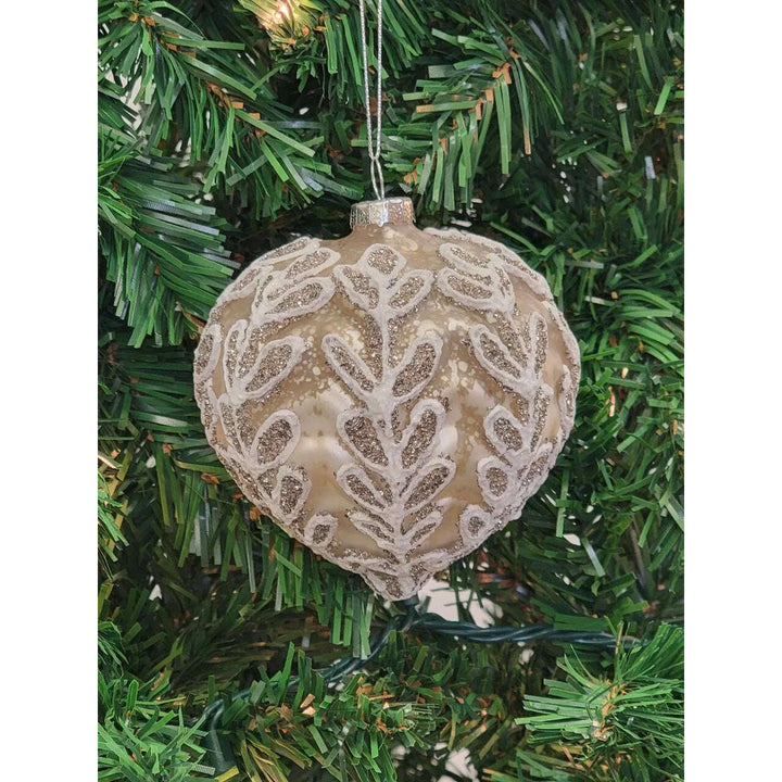 White Heart-Shaped Glass Christmas Ornament F07M7-31-LH76-23104