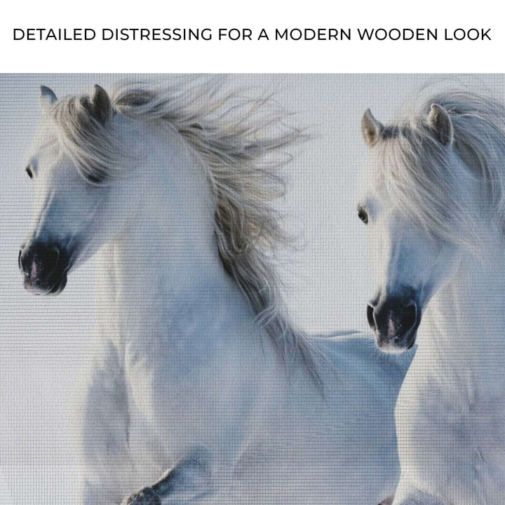 White Horse Couple Canvas Wall Art