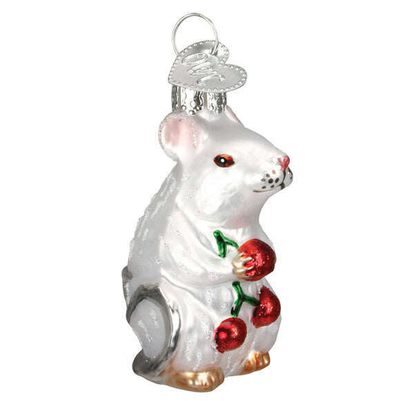 Old World Christmas White Mouse Blown Glass Ornament