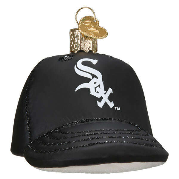 Old World Christmas White Sox Baseball Cap Blown Glass Ornament