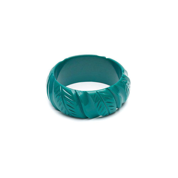 Wide Jade Green Heavy Carve Fakelite Bangle by Splendette image