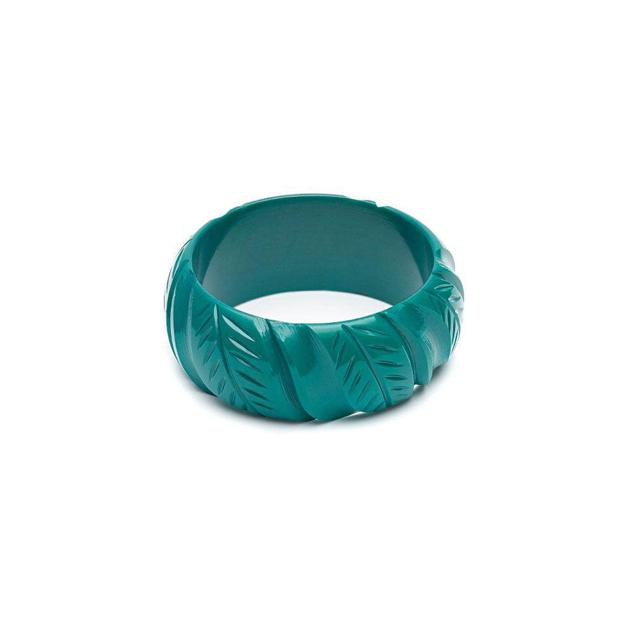 Wide Jade Green Heavy Carve Fakelite Bangle by Splendette image