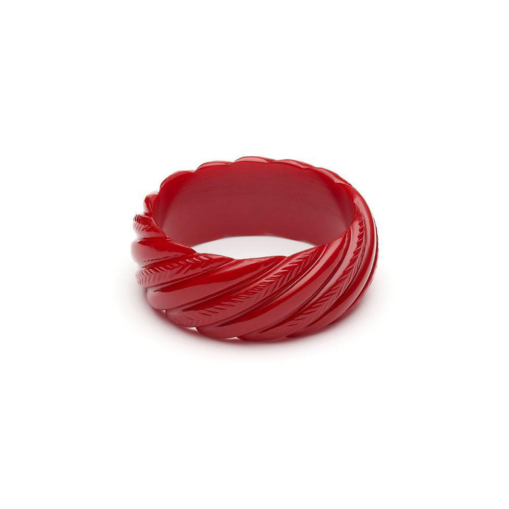 Wide Red Heavy Carve Fakelite Bangle by Splendette image