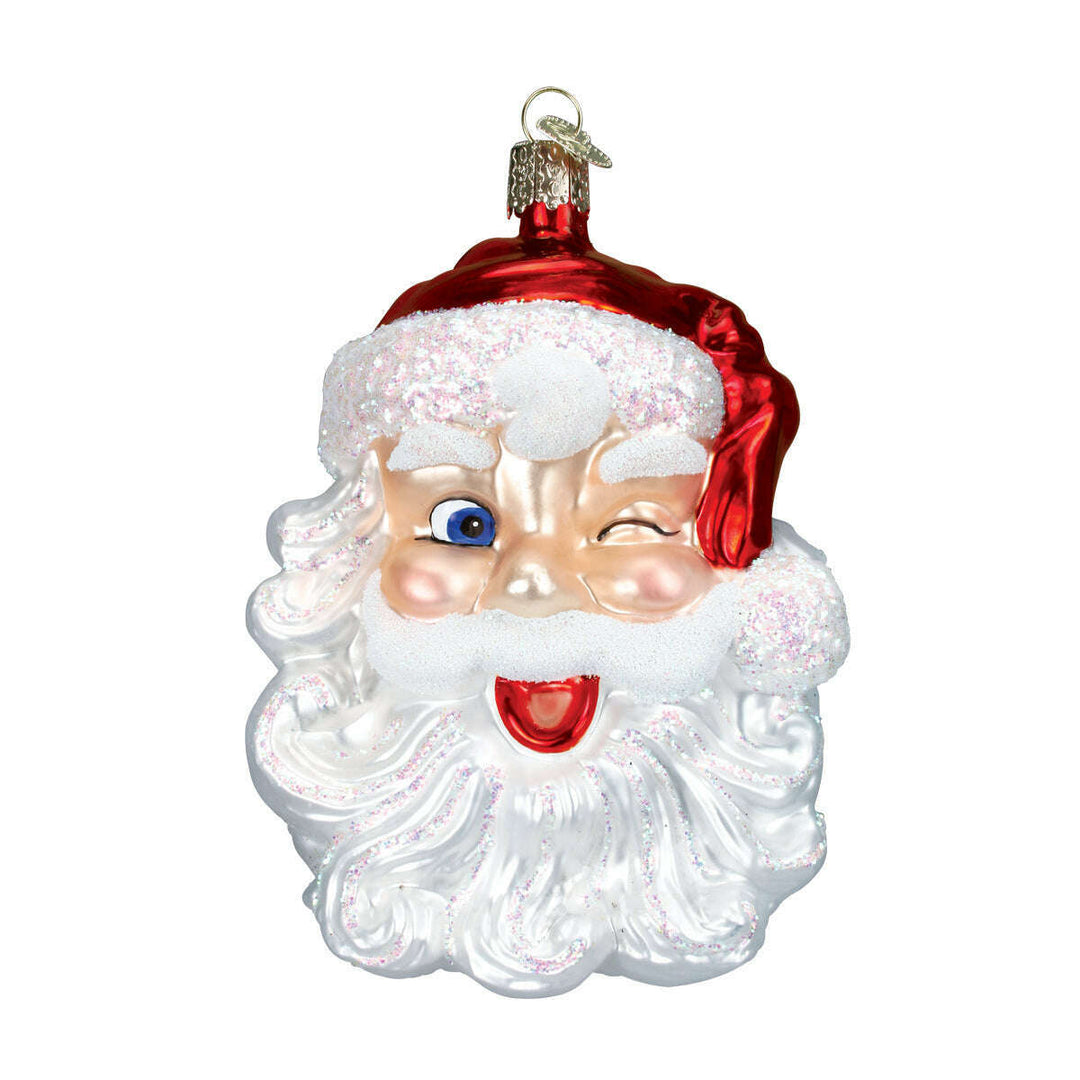 Old World Christmas Winking Santa Blown Glass Ornament