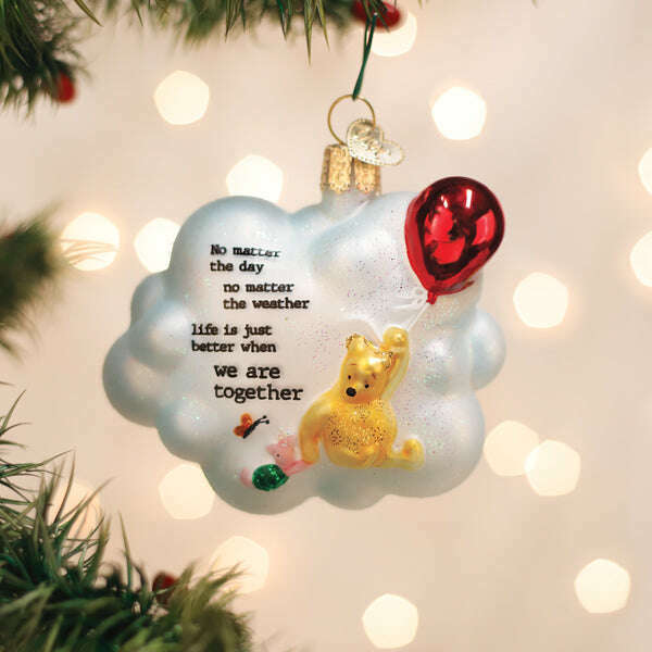 Old World Christmas Winnie and Piglet Together Blown Glass Ornament