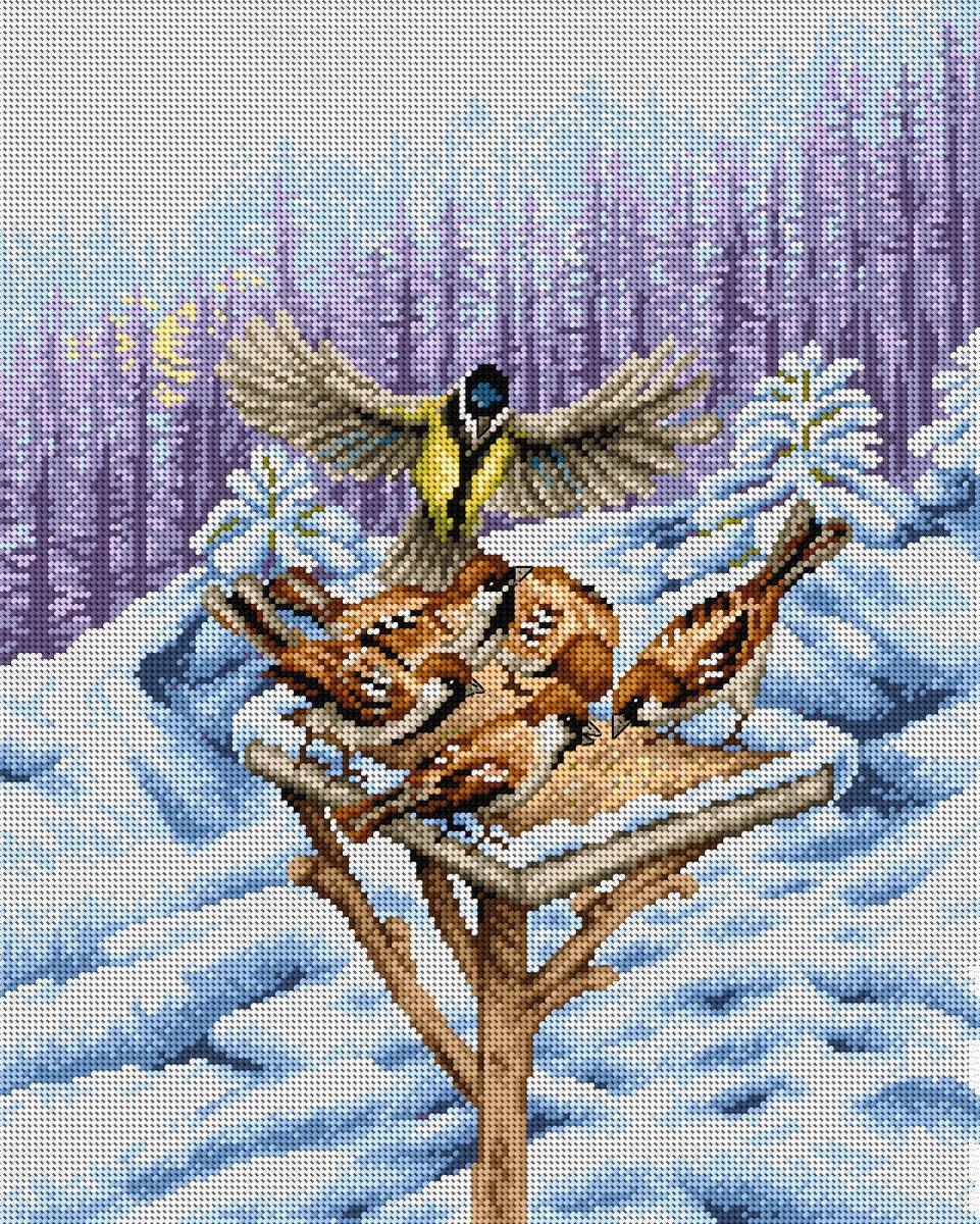 Winter Feeder 2284M Needlepoint canvas for halfstitch without yarn