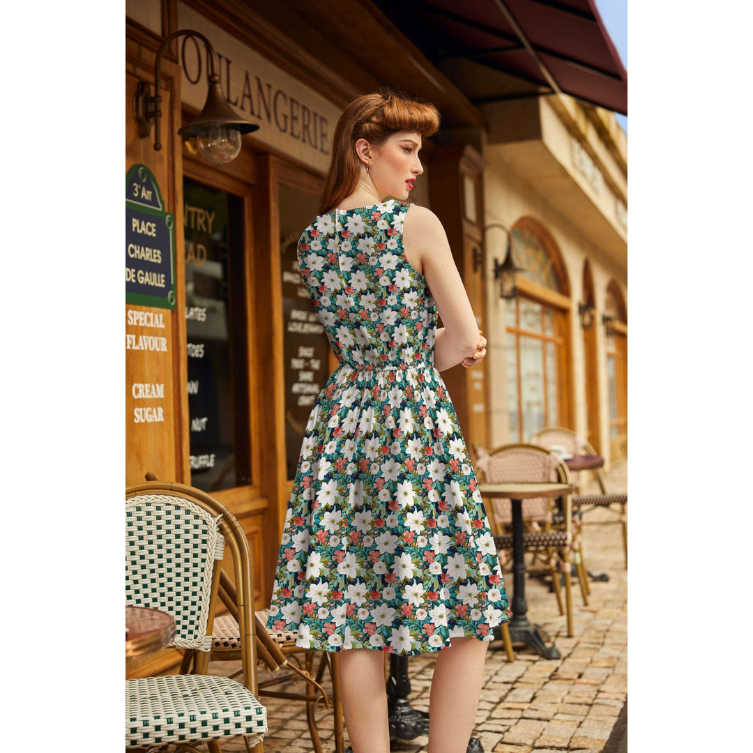 Winter Floral Vintage Dress