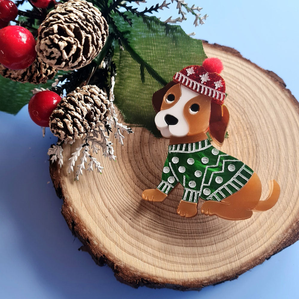 Winter Puppy Brooch by Cherryloco Jewellery 3