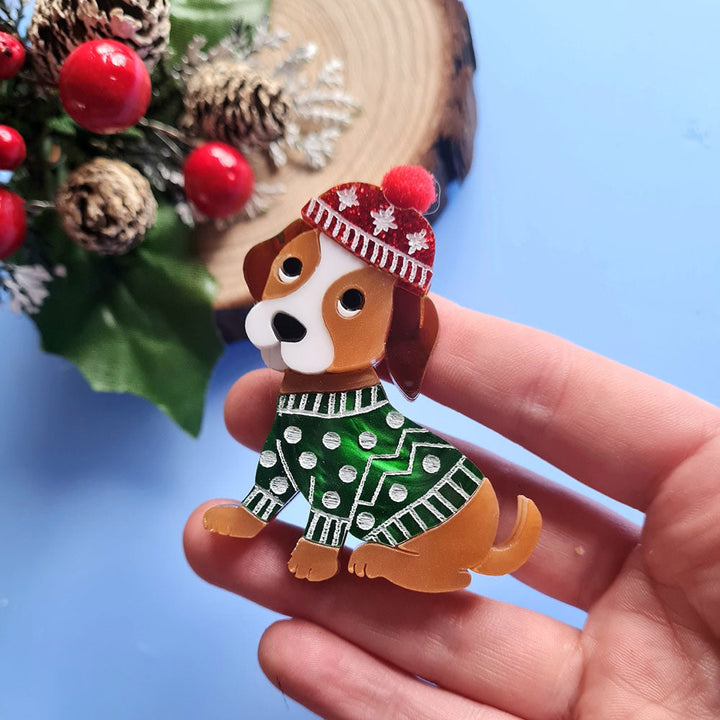 Winter Puppy Brooch by Cherryloco Jewellery 4
