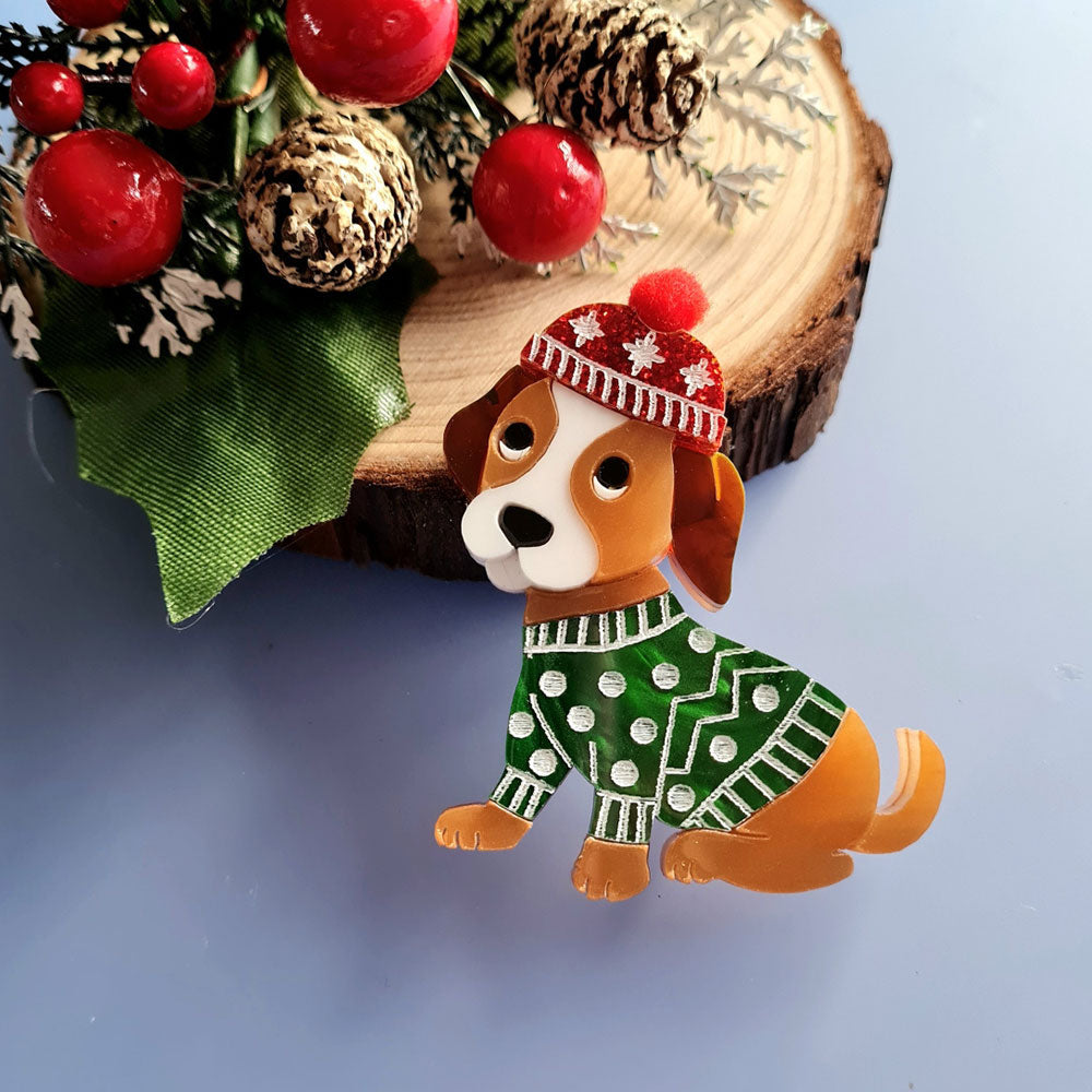 Winter Puppy Brooch by Cherryloco Jewellery 2