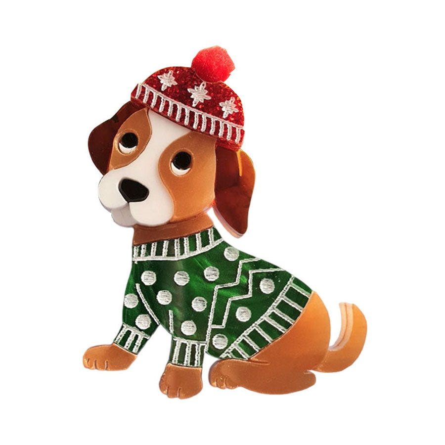 Winter Puppy Brooch by Cherryloco Jewellery 1