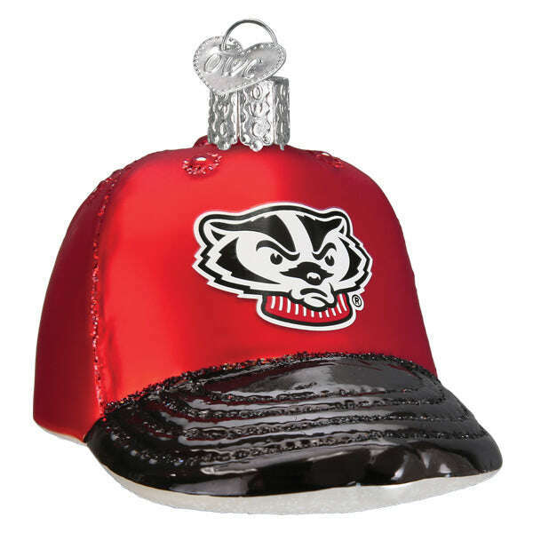 Old World Christmas Wisconsin Baseball Cap Blown Glass Ornament