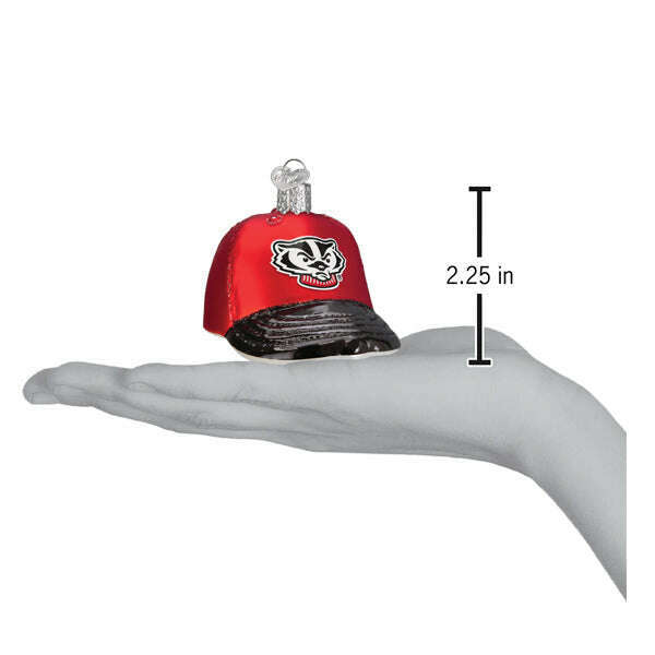 Old World Christmas Wisconsin Baseball Cap Blown Glass Ornament