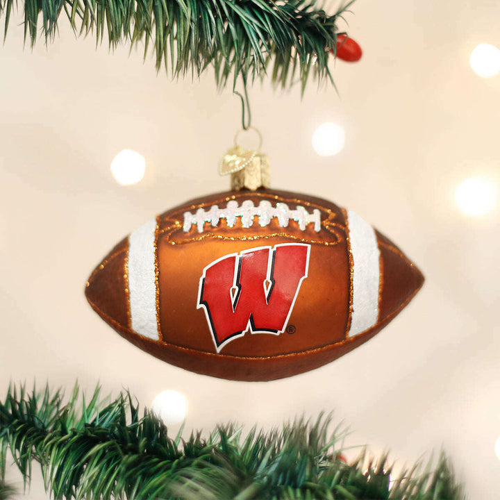 Old World Christmas Wisconsin Football Blown Glass Ornament