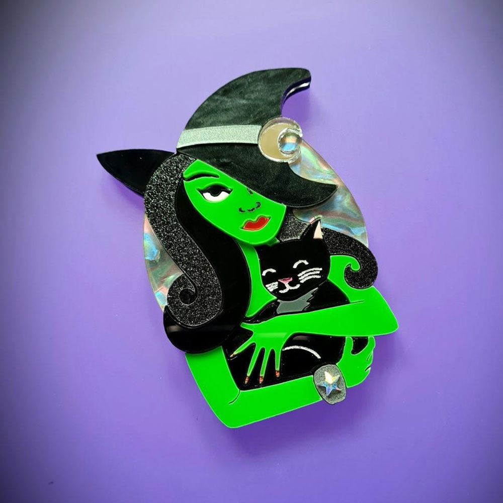 Witch And Her Cat Brooch by Cherryloco Jewellery 6