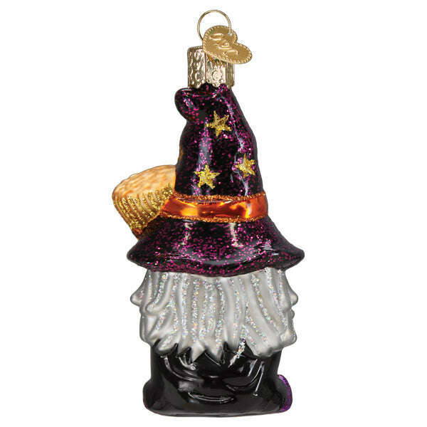 Witch Gnome Halloween Blown Glass Ornament