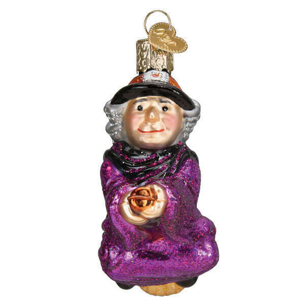 Old World Christmas Witch on Broomstick Blown Glass Ornament