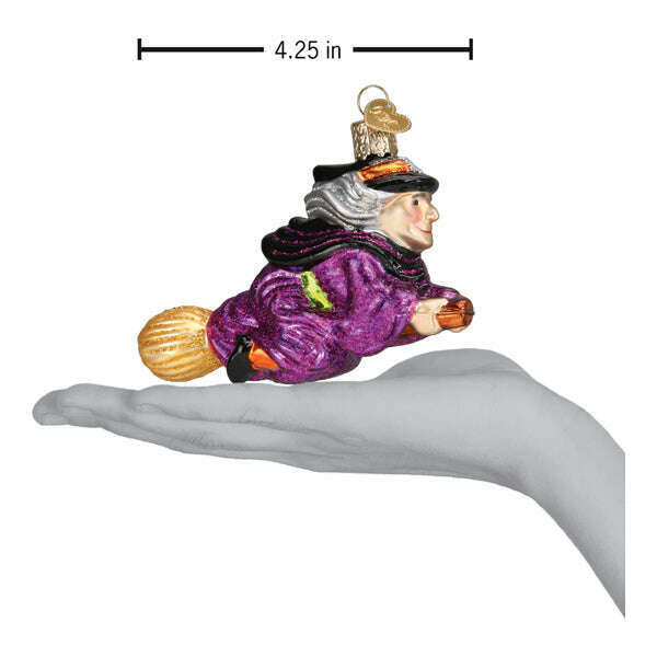Old World Christmas Witch on Broomstick Blown Glass Ornament