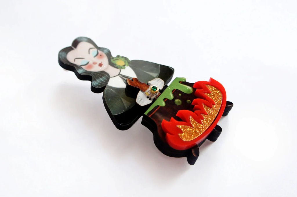 Witch with Cauldron Halloween Brooch by Laliblue - Quirks!