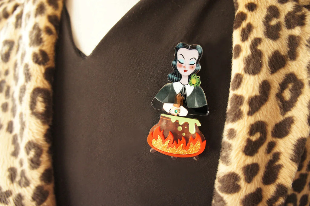 Witch with Cauldron Halloween Brooch by Laliblue - Quirks!
