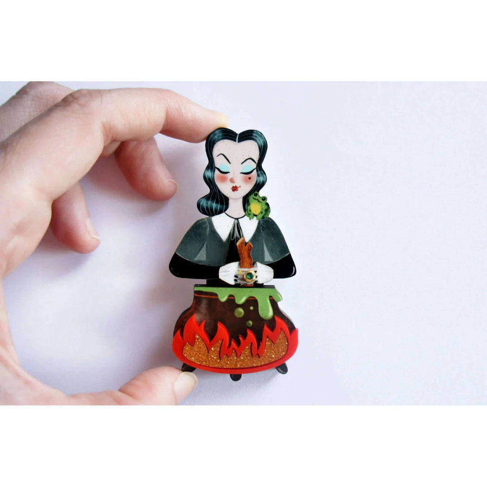 Witch with Cauldron Halloween Brooch by Laliblue - Quirks!