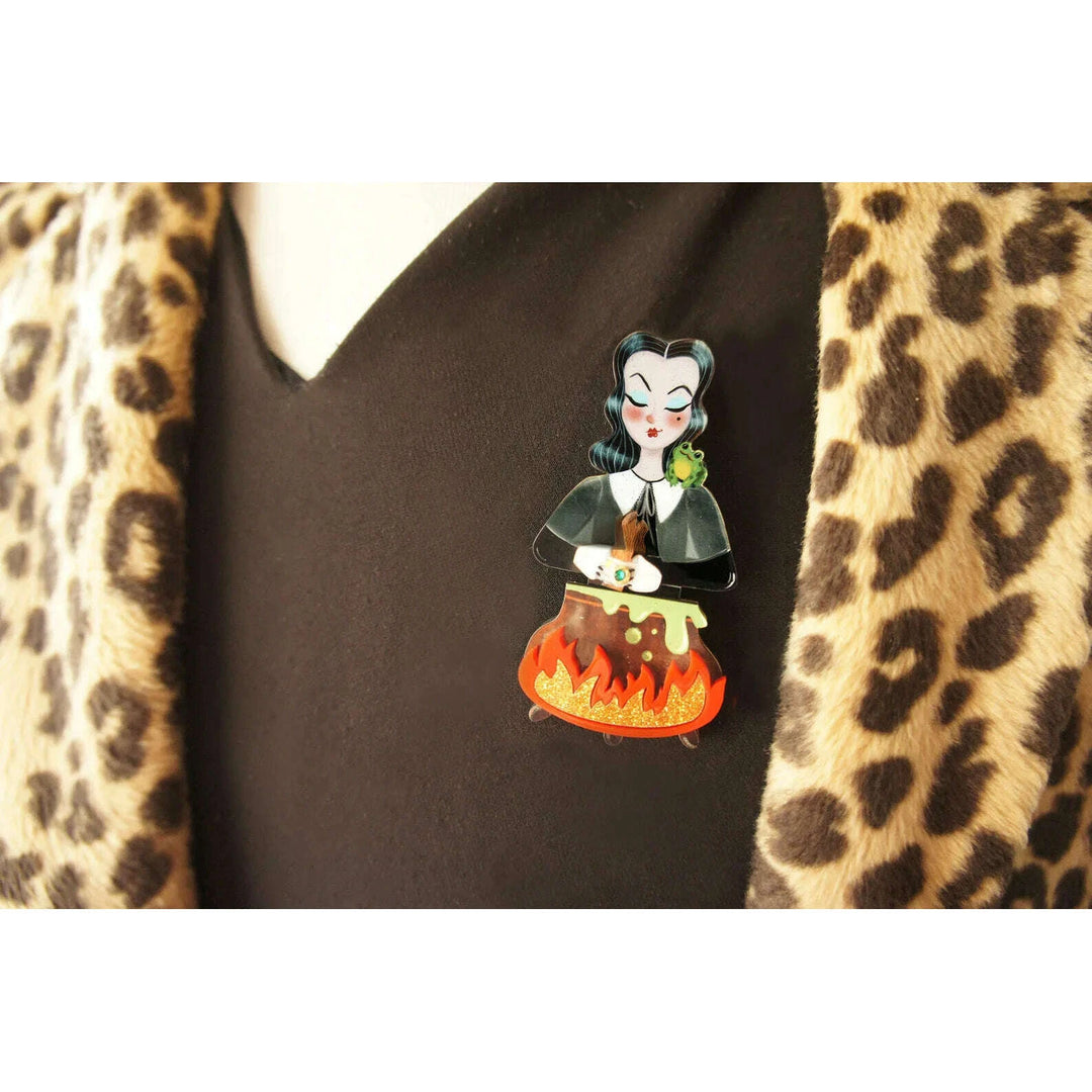 Witch with Cauldron Halloween Brooch by Laliblue - Quirks!
