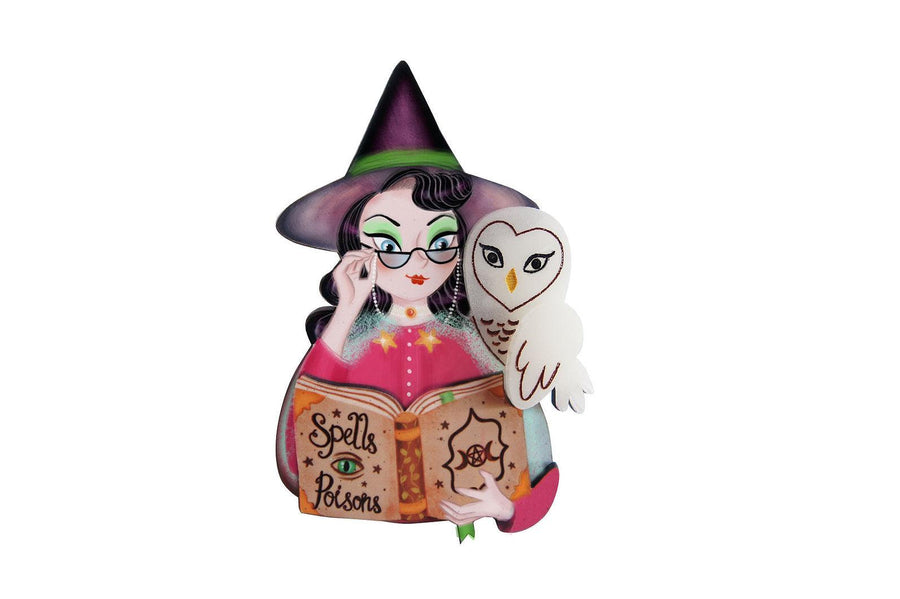 Witch with Owl Halloween Brooch by Laliblue - Quirks!