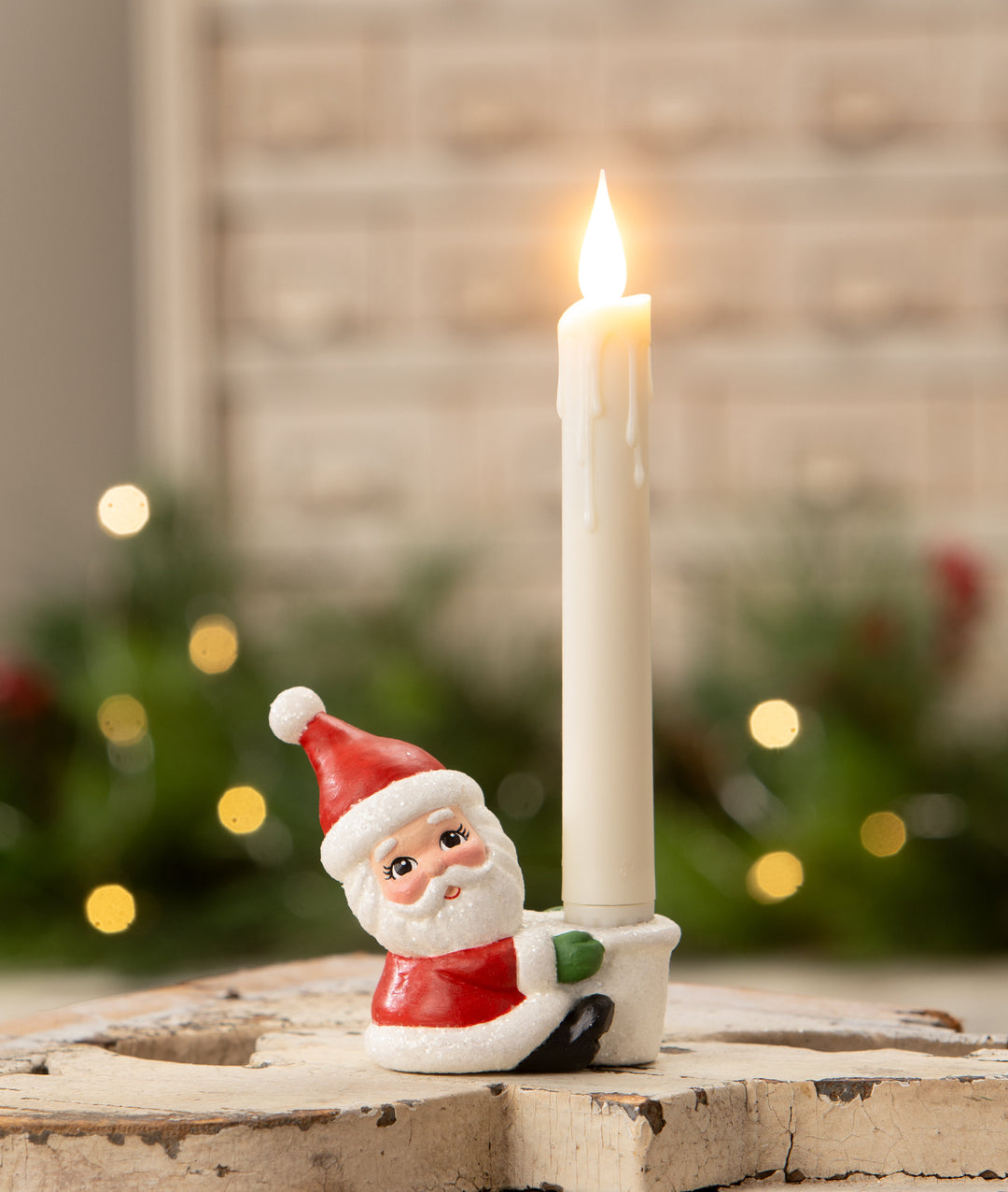 Santa Taper Candle Holder by Bethany Lowe Designs, christmas decor