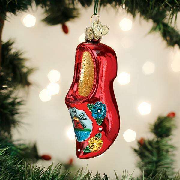Old World Christmas Wooden Clog Blown Glass Ornament