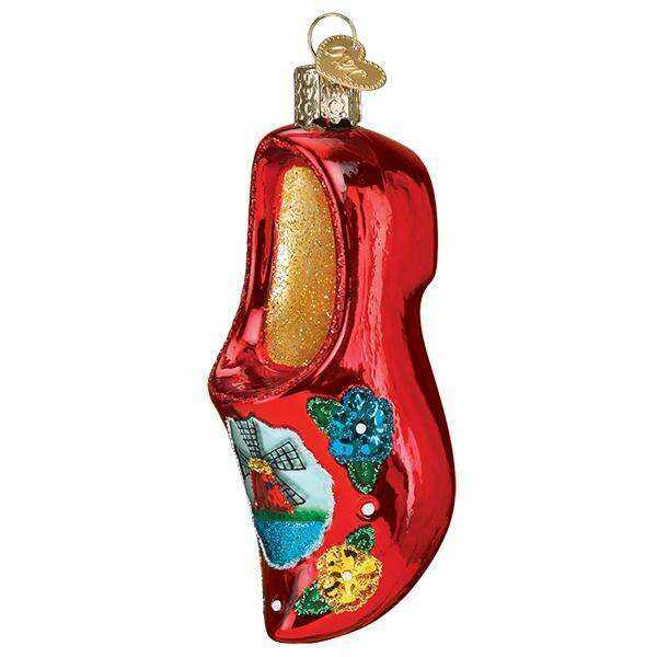 Old World Christmas Wooden Clog Blown Glass Ornament