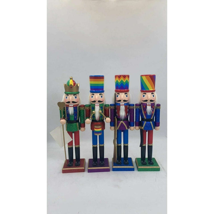 Wooden Rainbow Soldier Nutcracker Wizardi F07M6-10 green stand