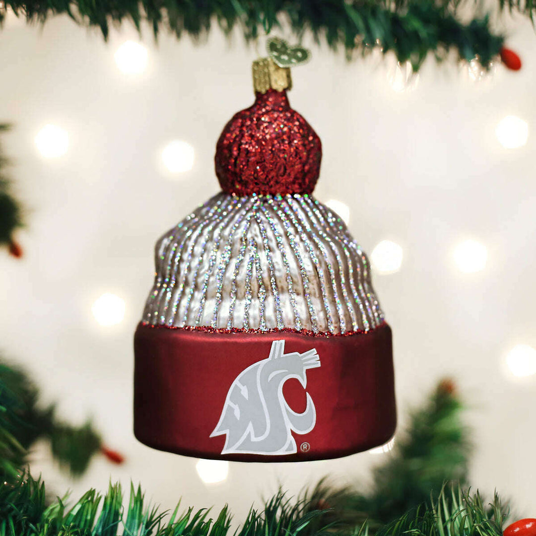 Old World Christmas WSU Beanie Blown Glass Ornament