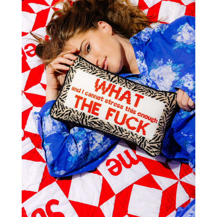 WTF Needlepoint Pillow