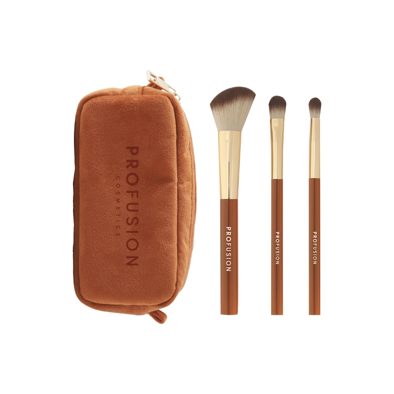 Pumpkin Spice | Cinnamon Sticks 3 PC Face & Eye Brush & Bag Set