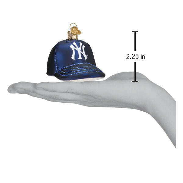 Old World Christmas Yankees Baseball Cap Blown Glass Ornament