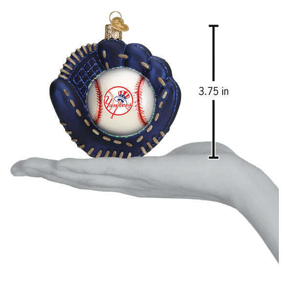 Old World Christmas Yankees Baseball Mitt Blown Glass Ornament